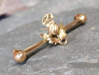 Antique 9ct Gold Thistle and Citrine Bar Brooch - 1.8g