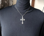 Antique Filigree Cross Crucifix on 18" Sterling Silver Chain - 3.3g