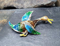 Vintage Silver and Enamel Flying Duck BROOCH - Retro, Kitsch - 4.8g