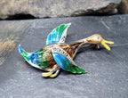 Vintage Silver and Enamel Flying Duck BROOCH - Retro, Kitsch - 4.8g