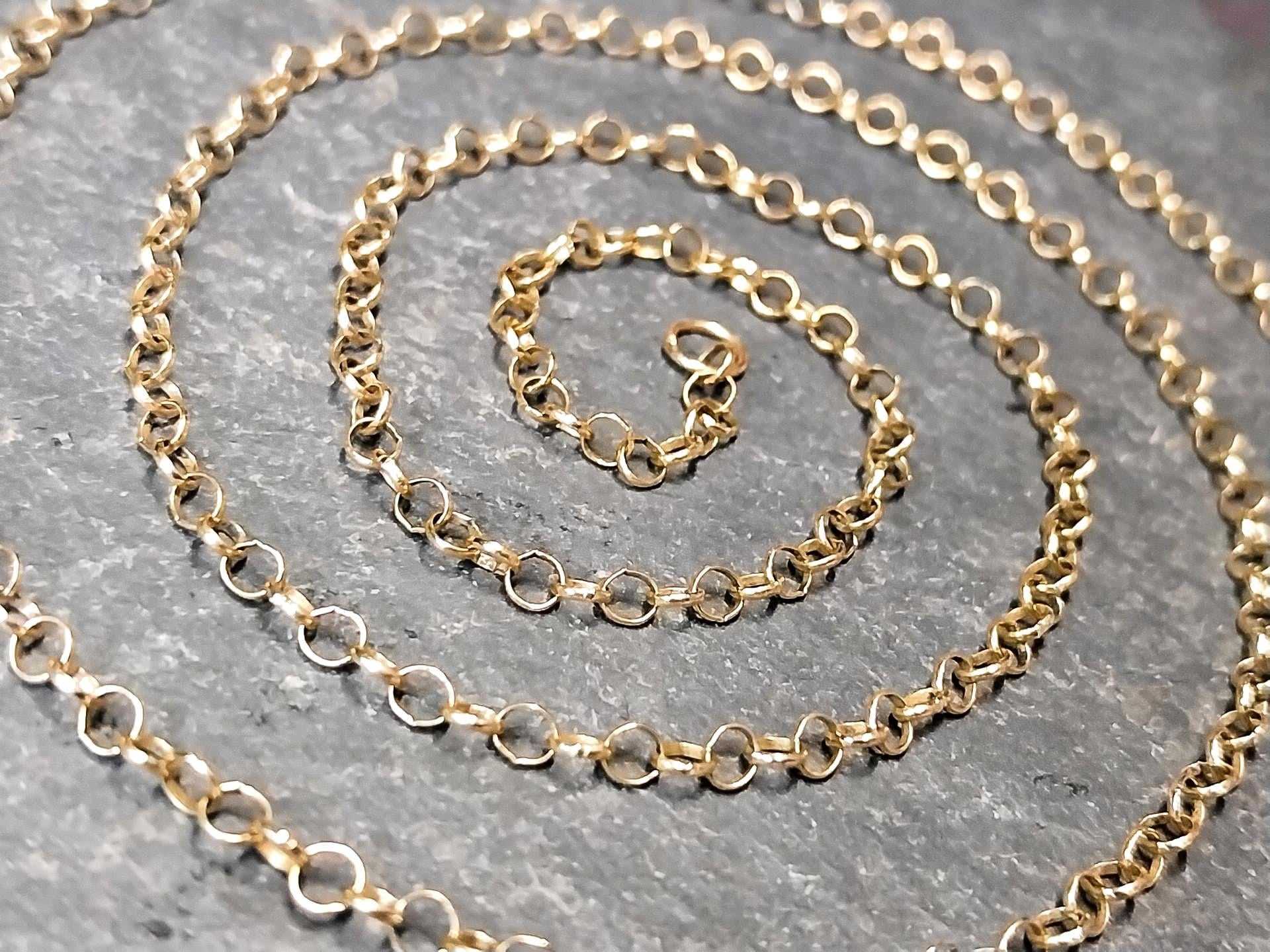 Vintage 9ct GOLD BELCHER Chain Necklace, 23" Long  Hallmarked - 3.1g