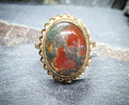 Vintage 9ct Gold MOSS AGATE Ring - Dendritic - Size uk N 1/2 (us 7) - 3.7g