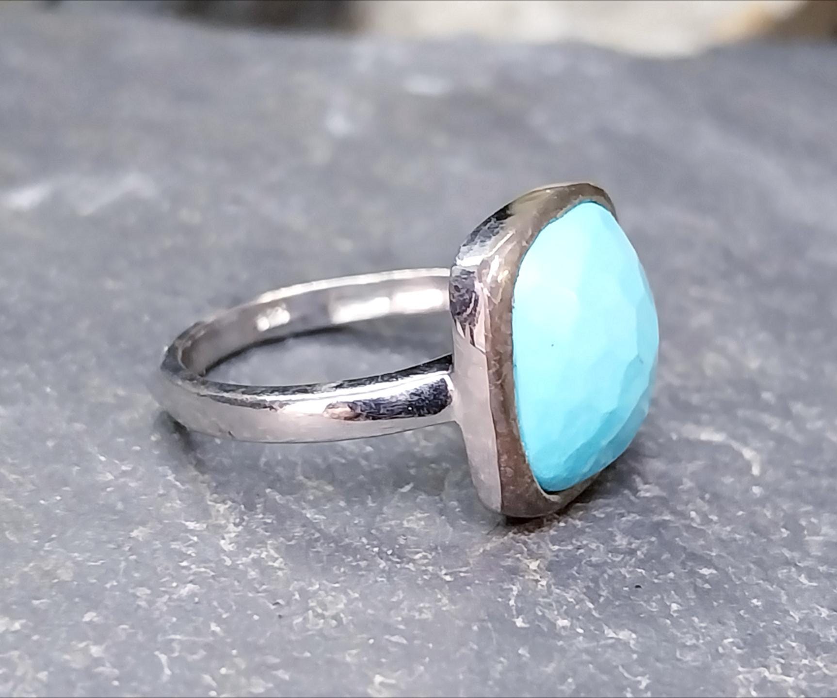 Vintage Sterling SILVER Turquoise Ring - Size uk N (us 7) - 4g