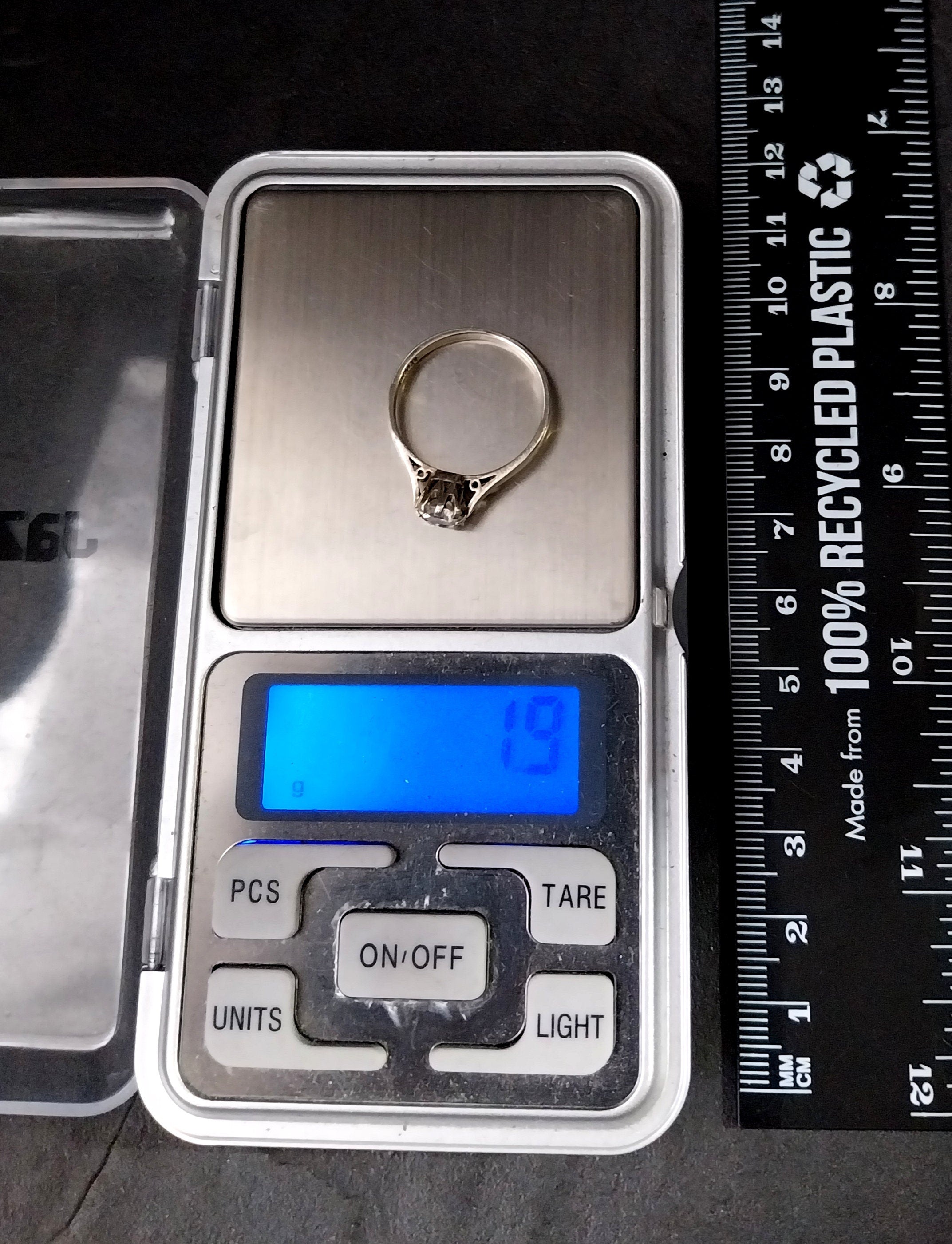 Vintage Art Deco Silver Clear Glass Ring - Size uk Q 1/2 (us 8) - 1.9g