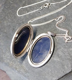 Vintage Georg Jensen SILVER LOCKET Necklace - Oval with Rays on 18" Chain - 9.2g