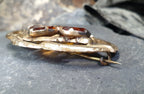 Large Antique VICTORIAN Lovers Knot BROOCH - Brandy Citrine Gemstones 16.7g
