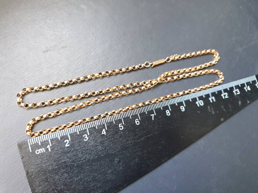 Antique 9ct GOLD ROLO BELCHER Chain Necklace with Barrel Clasp - 20" - 6.8g