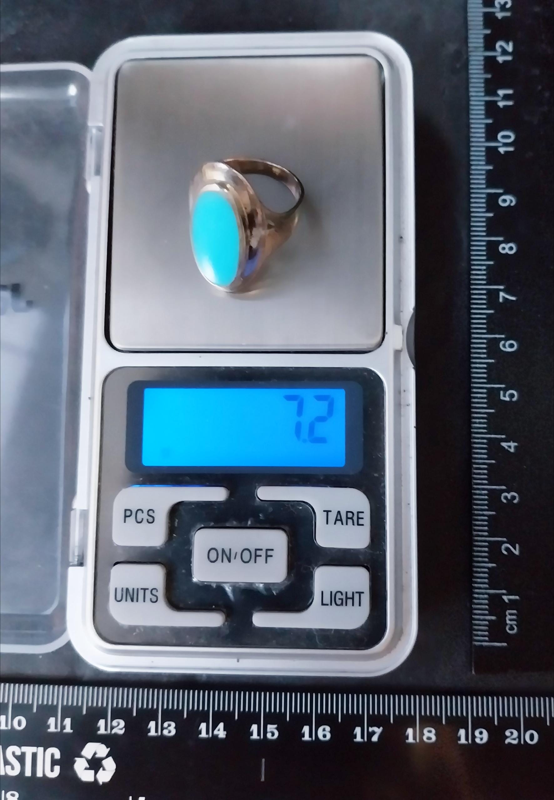 Sterling Silver Oval TURQUOISE RING - uk size P (us 7.5) - 51