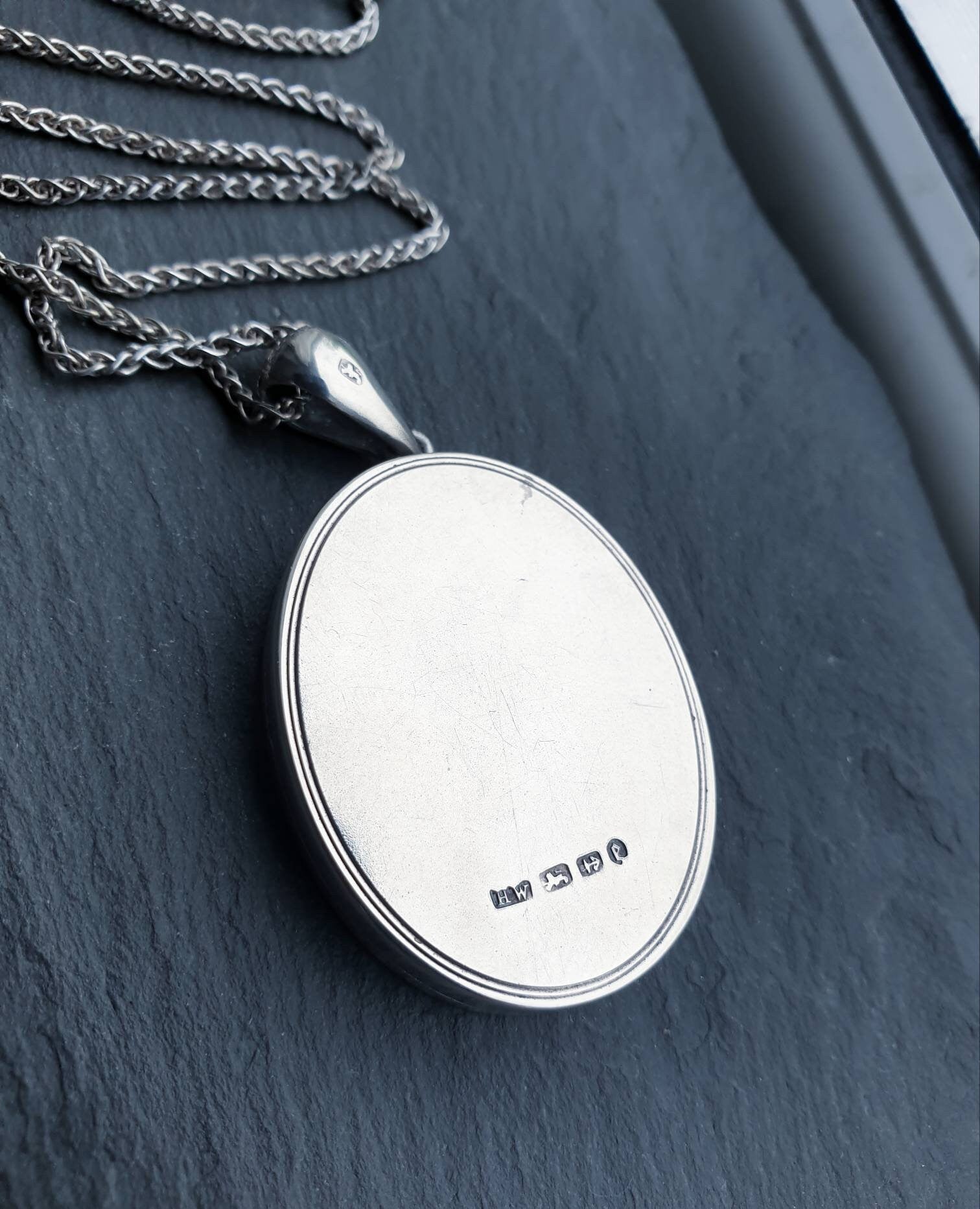 Victorian Sterling Silver SONGBIRD LOCKET - c1879 Horace Woodward with 22" Chain - 20.7g