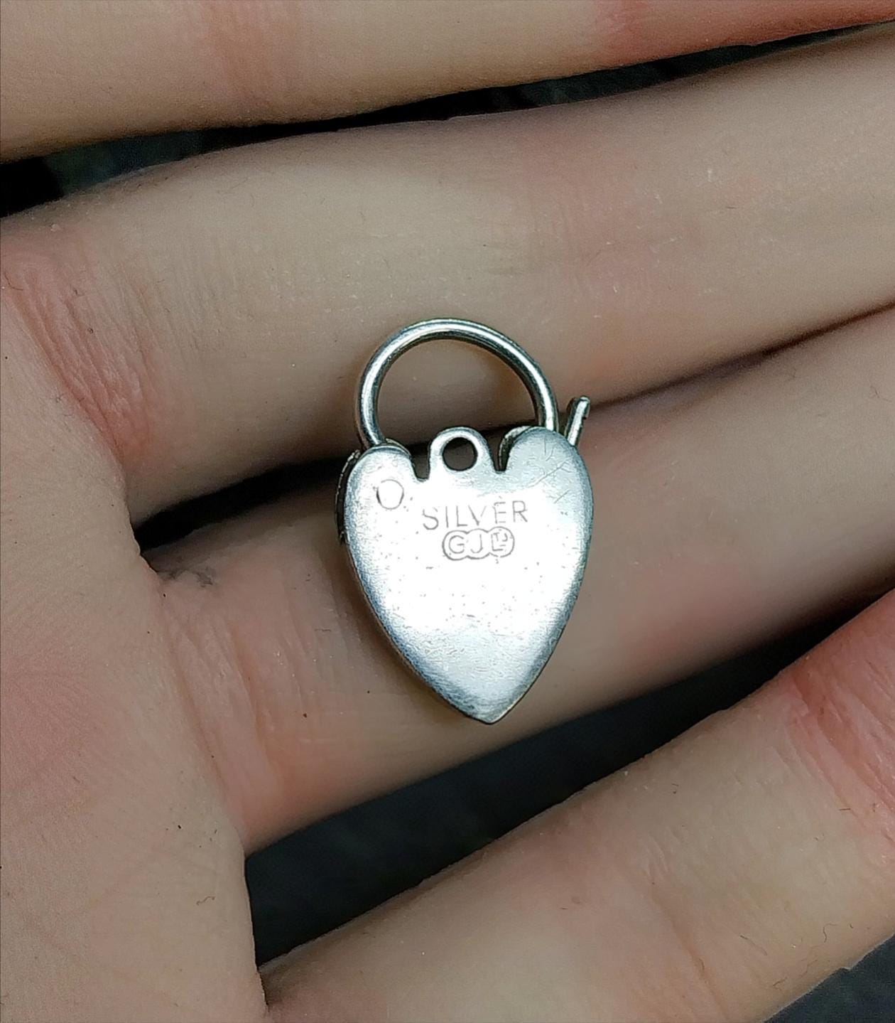 GEORG JENSEN SILVER Heart Lock Charm - for bracelet - Sterling Silver