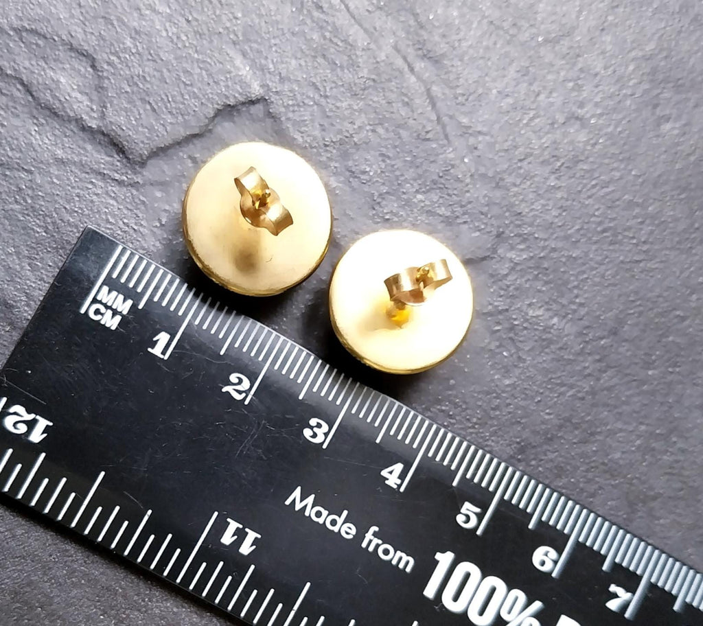 Vintage 9ct Gold Dome Stud EARRINGS Large - butterfly backs, 2.5g