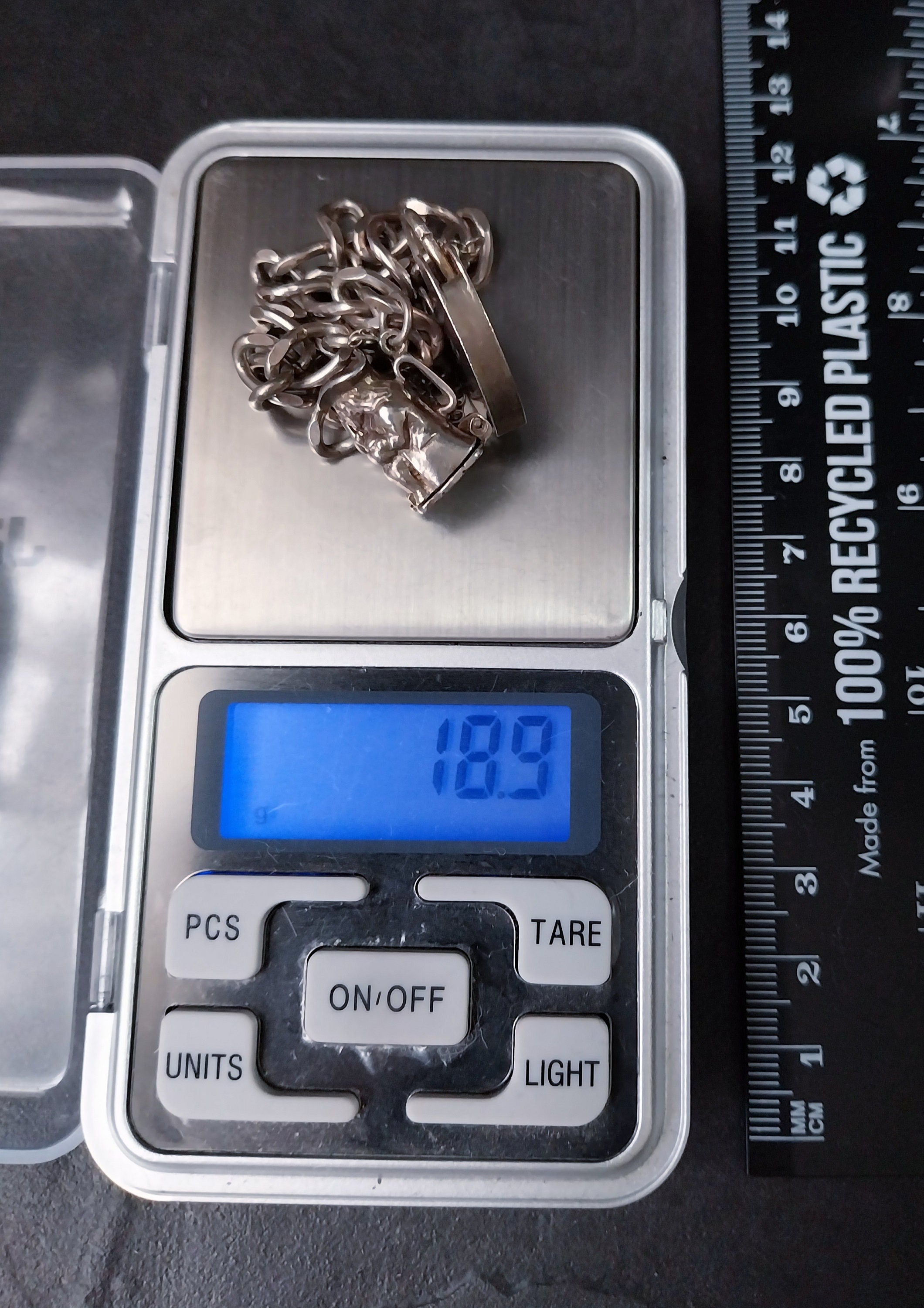 Vintage Silver CHARM BRACELET with Charm Opening Toby Beer Jug - 18.9g
