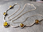 Vintage Sterling Silver Amber Chain Necklace 17" Length - 7g