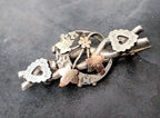 VICTORIAN CRESCENT MOON Brooch with hearts - Hallmarked 1899 - 4.3g