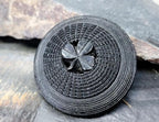 Victorian Antique Irish BOG OAK Shamrock Brooch - Clover - 10.9g