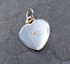 Vtg SILVER Diamond HEART Charm - NV - 1.9g