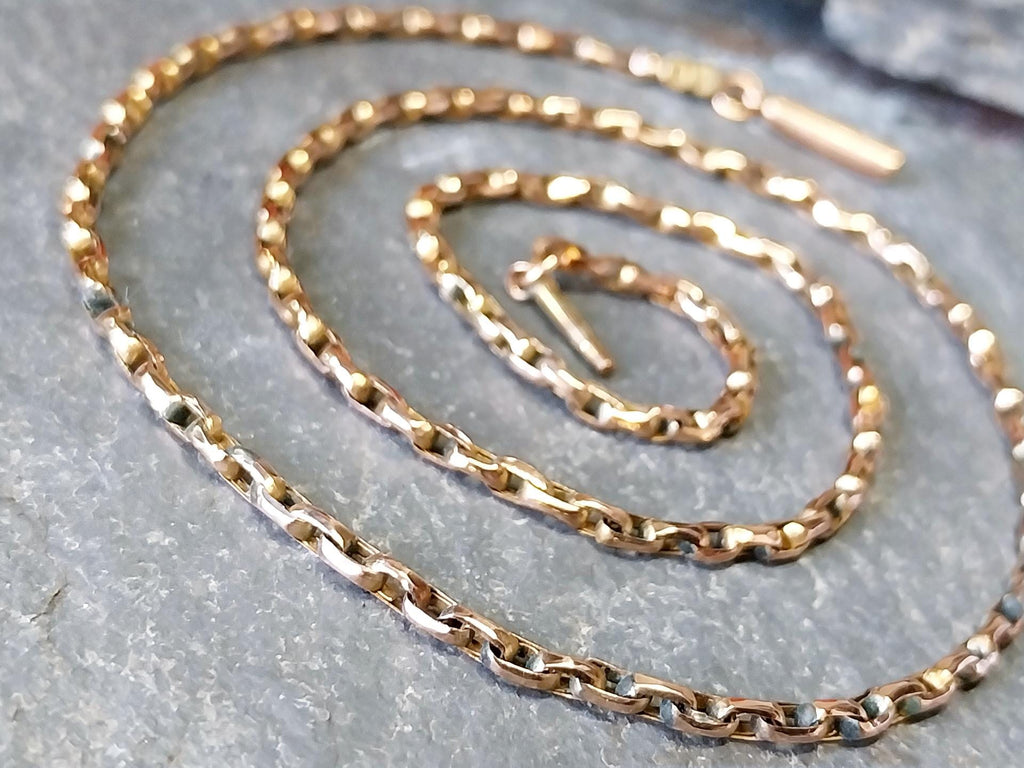 Antique 9ct GOLD Rolo BELCHER Chain Necklace with Barrel Clasp - 17" - 5.3g