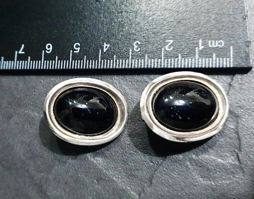 Vintage Art Deco 800 Continental Silver Earrings - Clip On studs - 11.8g