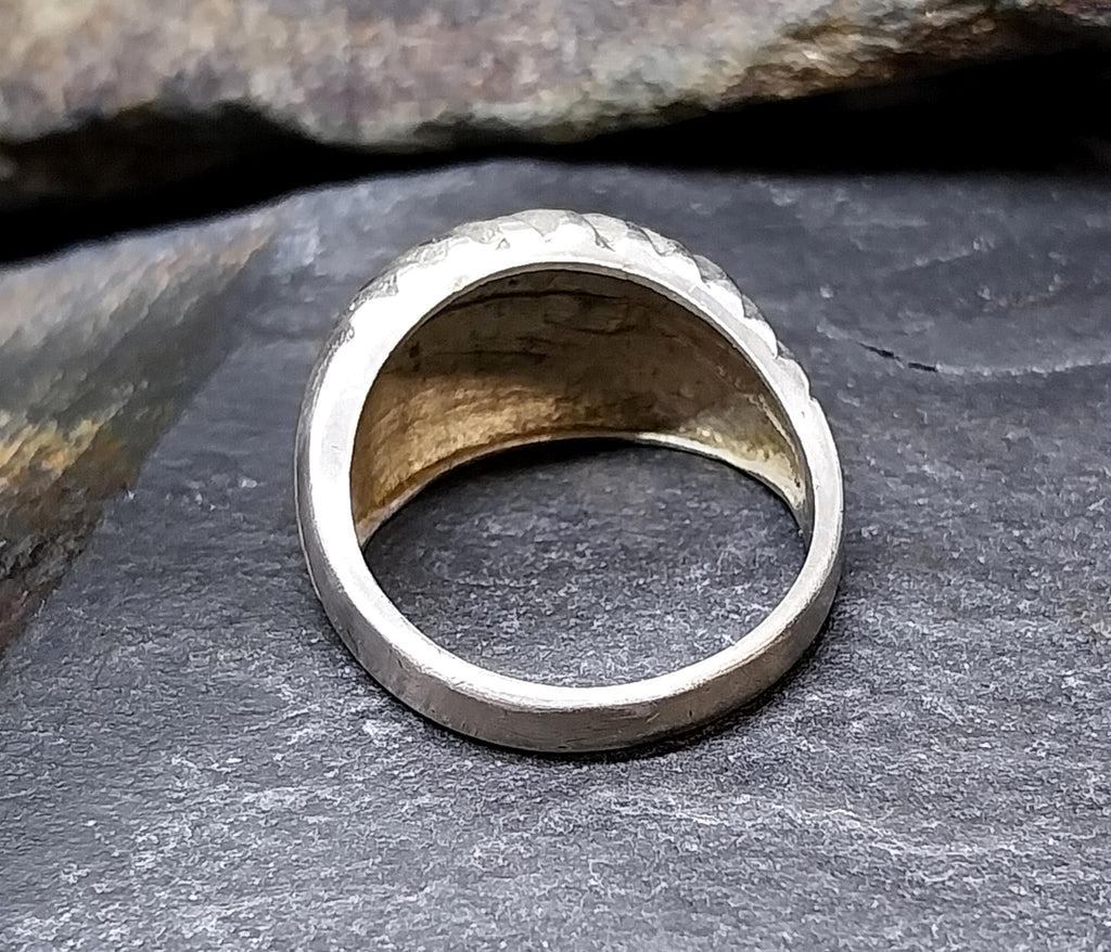 Vintage Sterling Silver Weave Dome RING - Size uk N 1/2 ( us 7) - 4.3g