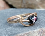 Vintage Rolled Gold Purple Foil/Murano Bead Ring - Size uk R (us size 8.5) - 1.3g