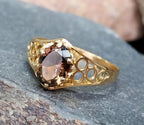 Vintage 9ct GOLD Smoky Quartz Ring - Size uk P (us 7.5) - 2g