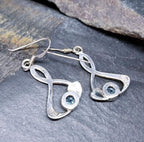 CELTIC Sterling Silver Earrings - with Blue Topaz GemStone - 4g