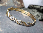 Vintage 9ct Rolled GOLD BANGLE - Weave Twist with Stars - 10.5g