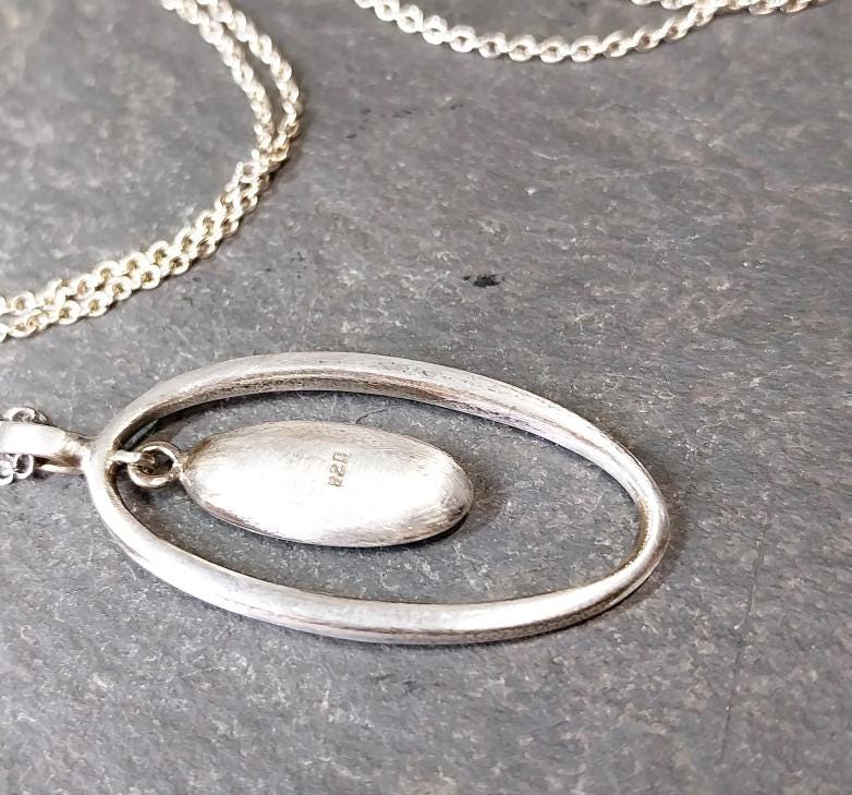 Vintage Turquoise Pendant Necklace - on 17" silver chain - 5.5g