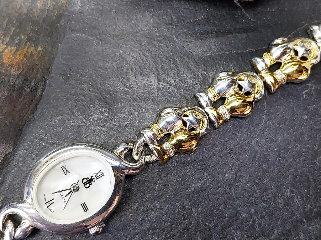 Vintage Sterling Silver WATCH - Double Cat bracelet Strap 18cm - 31.2g