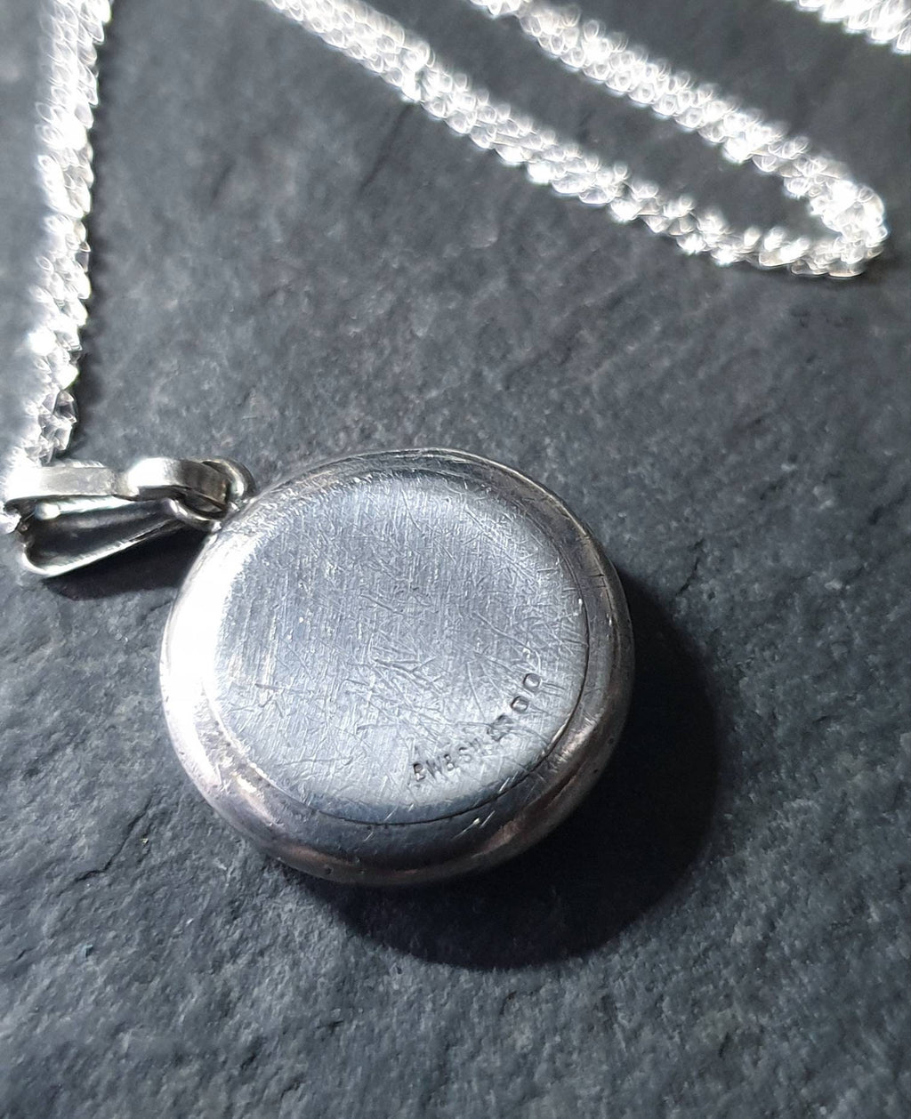 Edwardian Round Small LOCKET Hallmarked Silver on  16" Chain - 4.2g