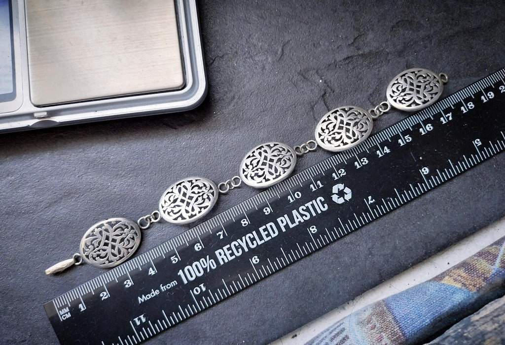 Vintage Silver Panel Bracelet - Victorian Style 18cm - 8.7g