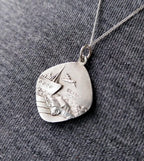 Georg Jensen St CHRISTOPHER pendant Necklace, Double Sided with Boat on 22" Chain - 5.7g