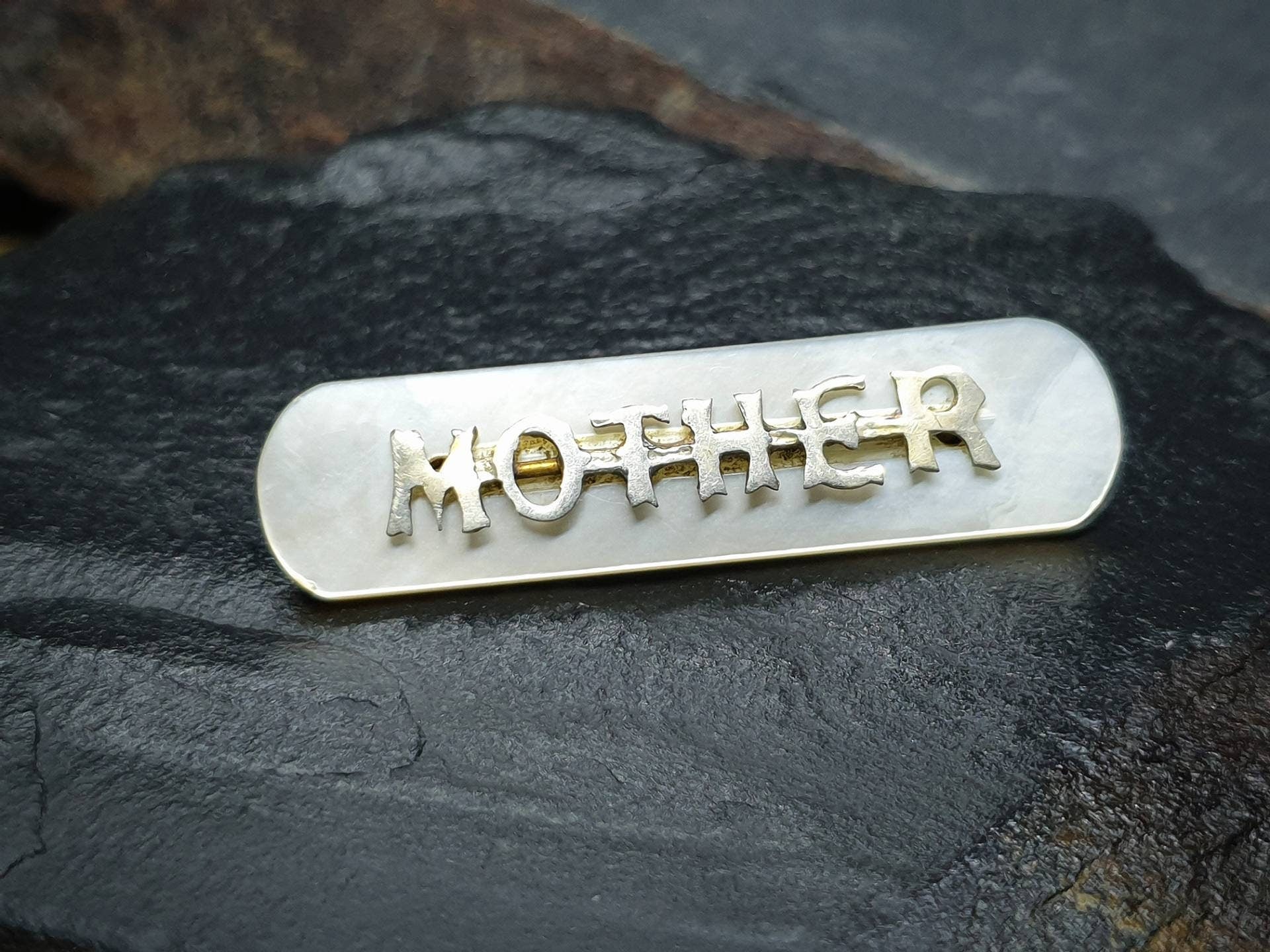MOP MOTHER BROOCH - Antique Mother of Pearl with Silver