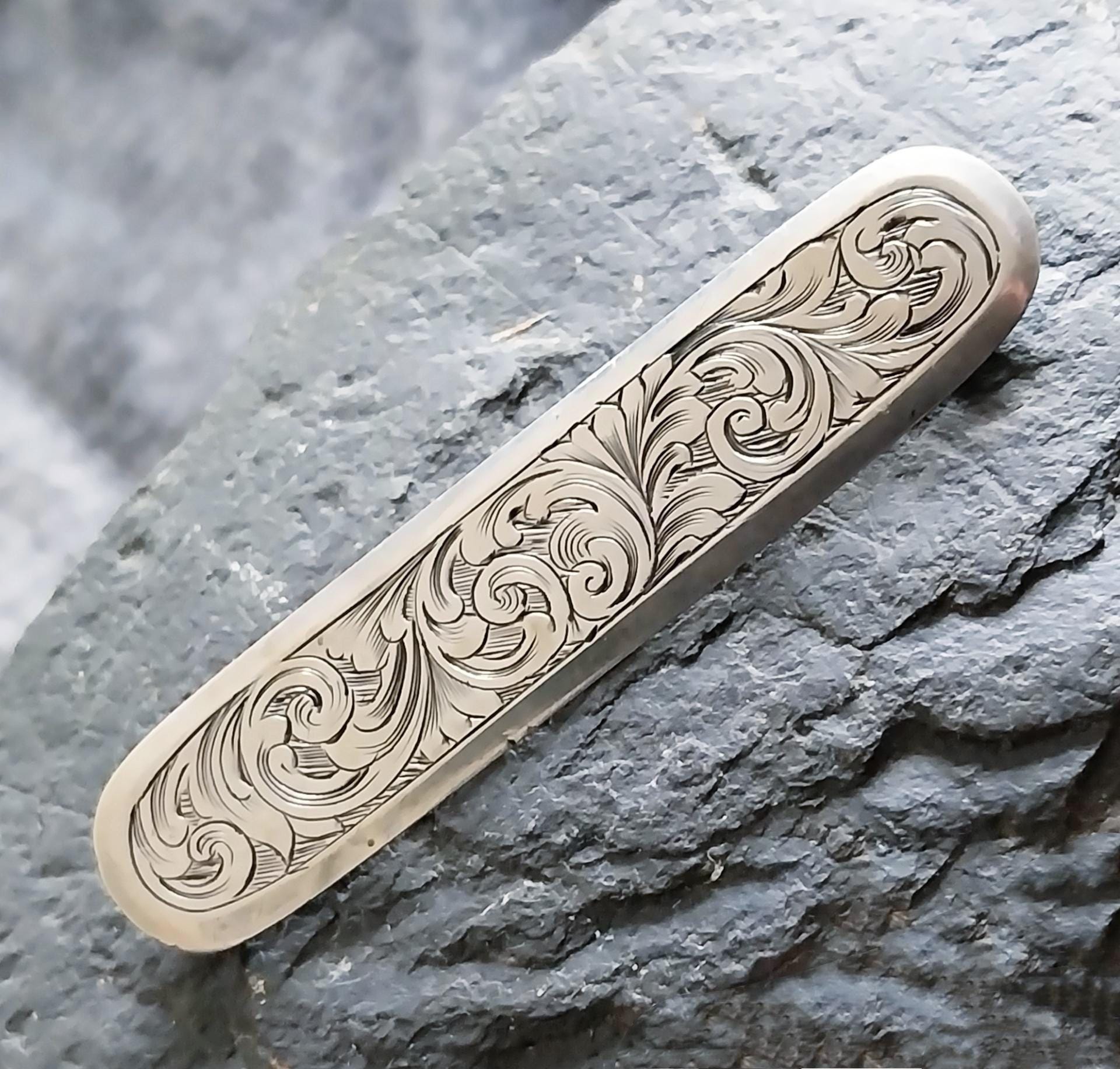 Antique Victorian Sterling Silver BROOCH - Etruscan Style - 11.2g