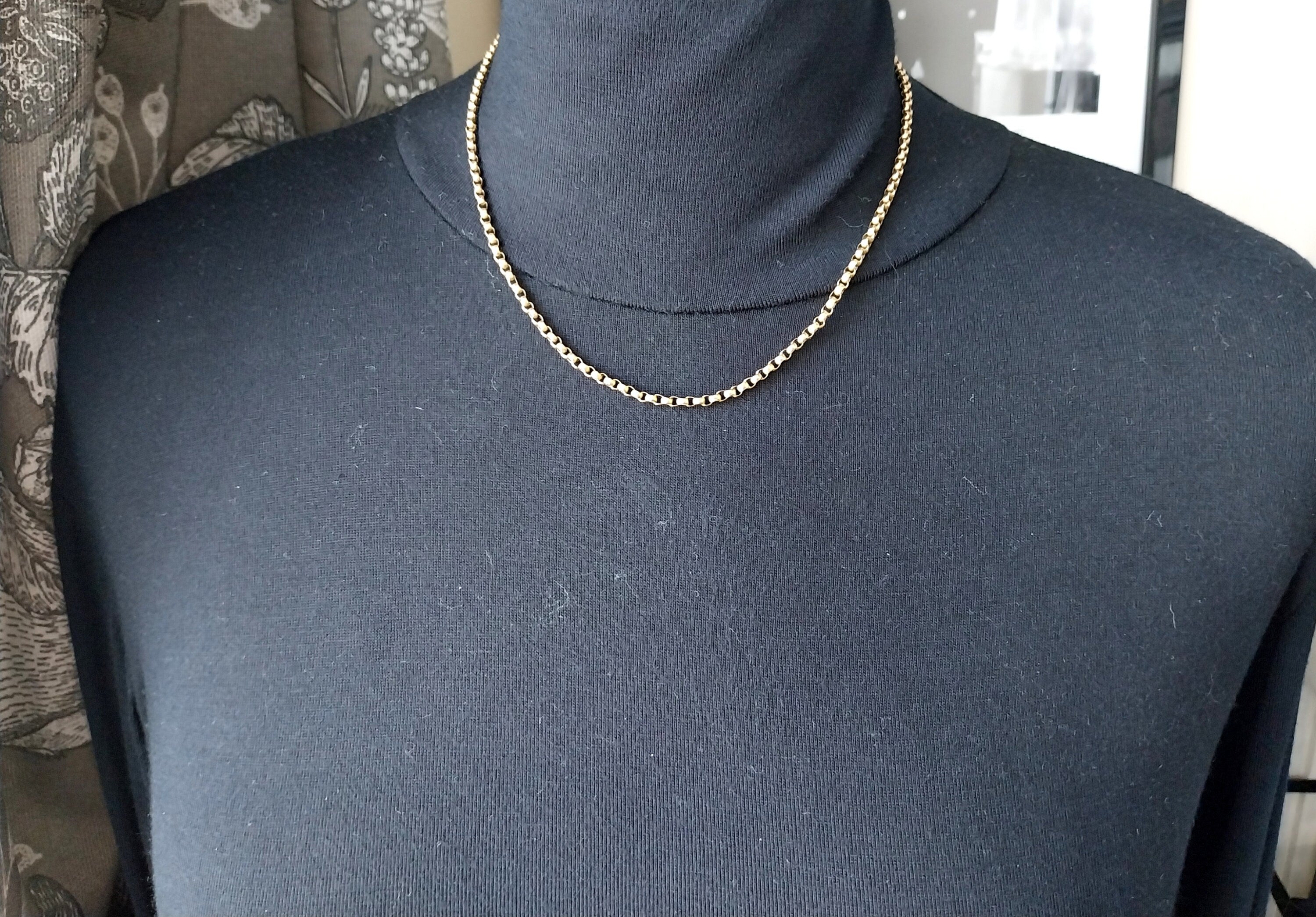 Antique 9ct Rose GOLD BELCHER Chain Necklace with Barrel Clasp - 18" - 5.2g