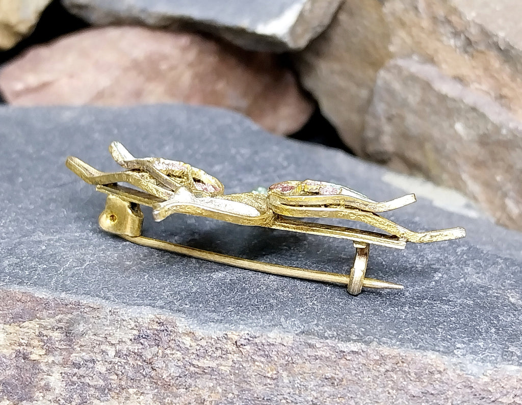 Antique SWALLOW BROOCH Filigree Wire work - Continental Pin - 4.4g