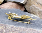 Antique SWALLOW BROOCH Filigree Wire work - Continental Pin - 4.4g