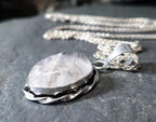 Sterling Silver White Quartz Necklace  on 16" Chain - 6.9g