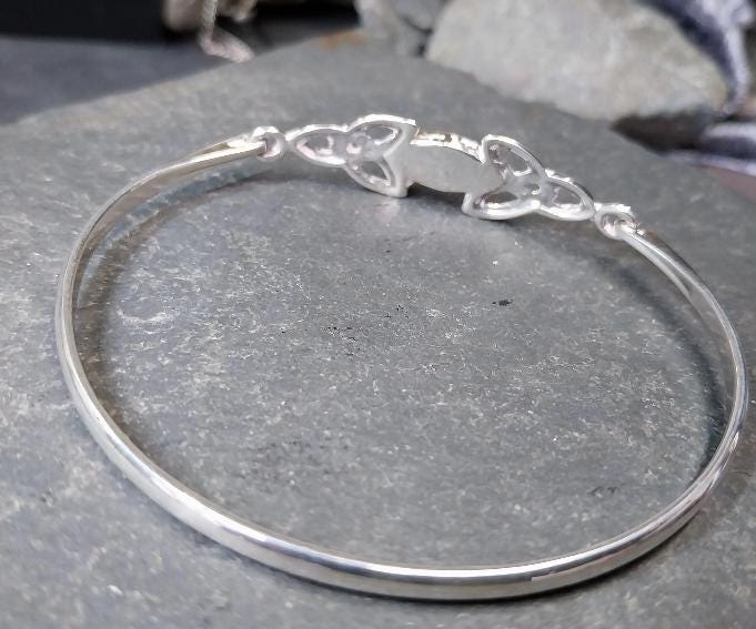 Kit Heath Sterling SILVER BANGLE Bracelet - with Mother Of Pearl - 8.9g