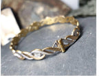Vintage 9ct Rolled GOLD BANGLE - Weave Twist with Stars - 10.5g