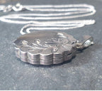 Vintage Silver Circular LOCKET Necklace with Crimped Edge on 18" Chain - 4.3g