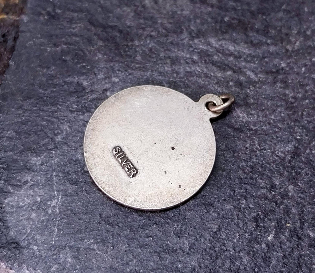 Vtg SILVER St Christopher Charm - Traveller, Journey - 1950s - 2.3g