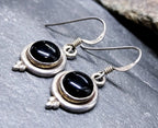 Vintage Sterling Silver Black Onyx EARRINGS - Dangling  - 3.7g