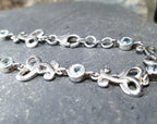 Sterling Silver Bracelet with Celtic Knot Links and Blue Stones -  7.7g