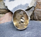 Large Vintage Smoky Quartz RING - Sterling Silver- uk size T (us 9.5) - 8.5g