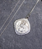 Georg Jensen St CHRISTOPHER pendant Necklace, Double Sided with Boat on 22" Chain - 5.7g