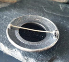 Vintage Black ONYX Brooch - Sterling Silver Swirls - 17.6g