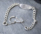GEORG JENSEN Silver Identity Link Bracelet with Engraved Heart Clasp Padlock - 17.8g