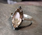 Vintage Sterling SILVER RING with Smoky Quartz - uk size O (us 7) - 2.2g