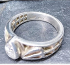 Sterling Silver Ring with clear stone - uk size N 1/2 (Us size 7) - 4.9g
